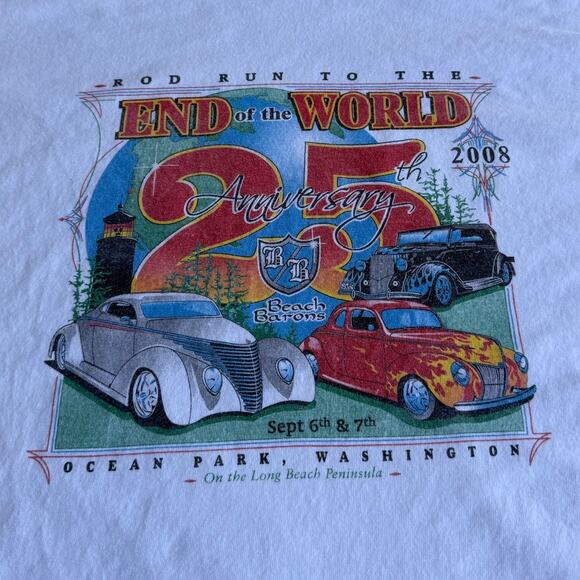 Vintage Washington Ocean Park Hot Rod 2008 Car Show ONP White Shirt Size 2XL - Picture 3 of 5